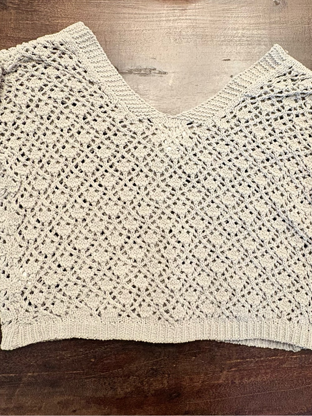 Nicole Miller Artelier Crochet Knit Button Front Grey Cardigan Boho Chic large - Picture 5 of 6